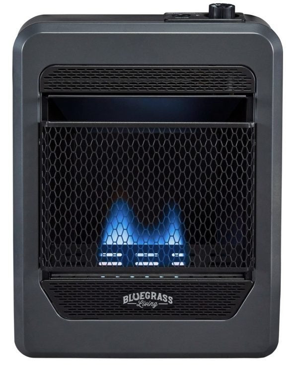 Bluegrass Living Propane Gas Vent Free Blue Flame Gas Space Heater With Base Feet – 10,000 BTU, T-Stat Control – Model# B10TPB-B
