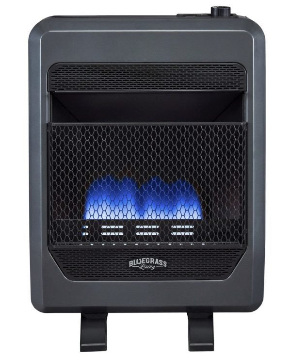 Bluegrass Living Propane Gas Vent Free Blue Flame Gas Space Heater With Blower and Base Feet – 20,000 BTU, T-Stat Control – Model# B20TPB-BB